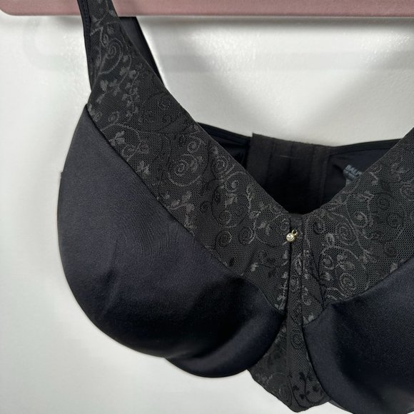Bali 42DDD Bra Womens Black Underwire Floral Adjustable Straps Back Clasp - Picture 10 of 16